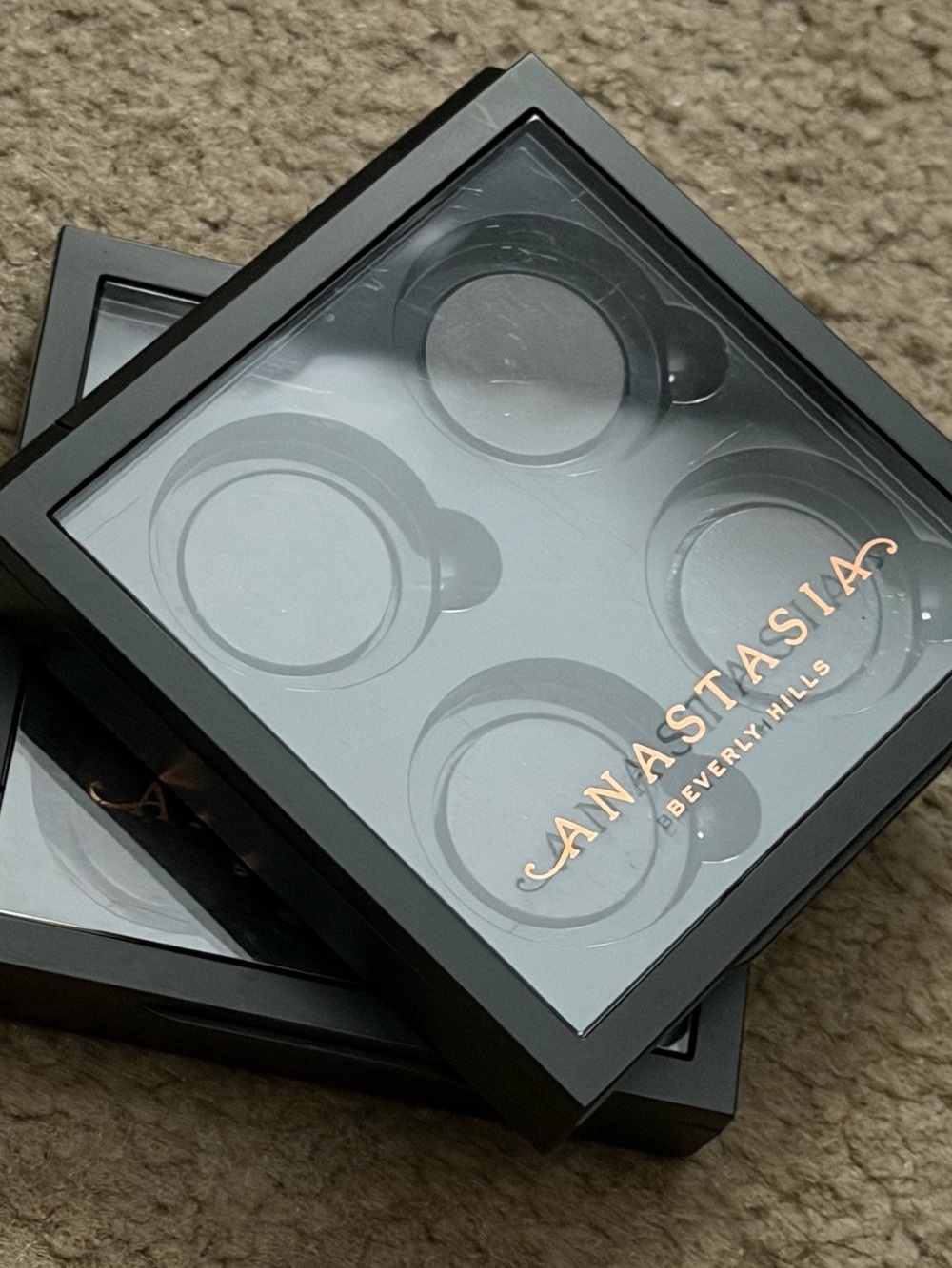 2 Anastasia Beverly Hills Black 4-Pan Magnetic Palette, Rose Gold Logo